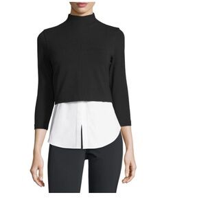 Theory black Gracila knit mixed media top size P (00/XS)